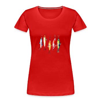 Angelhaken - Frauen Premium Bio T-Shirt - Rot - Vorne - Mia (176cm)