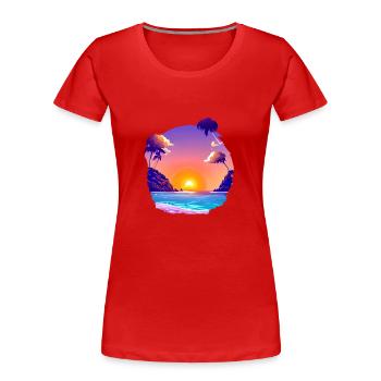 Soleil Vacances d’été Palm Island Palm Islands Beach - T-shirt bio Premium Femme - rouge - Devant - Mia (176cm)