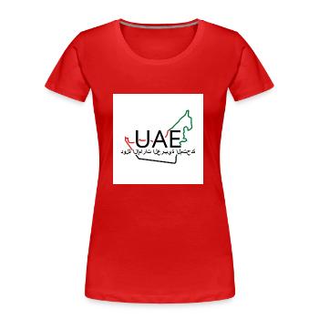 Carte des Émirats arabes unis - T-shirt bio Premium Femme - rouge - Devant - Mia (176cm)