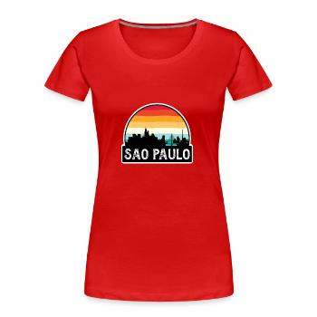 São Paulo Brasilien Flagge Skyline Reisesouvenir - Frauen Premium Bio T-Shirt - Rot - Vorne - Mia (176cm)