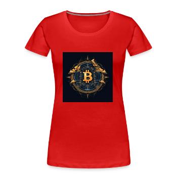 Logo Bitcoin moderne élégant Desgin - T-shirt bio Premium Femme - rouge - Devant - Mia (176cm)