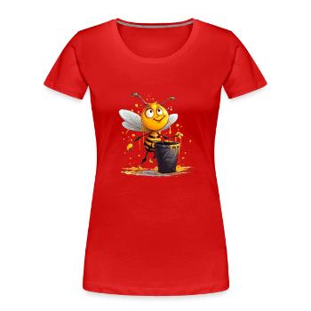 L’abeille a découvert le pot de miel sucré - T-shirt bio Premium Femme - rouge - Devant - Mia (176cm)