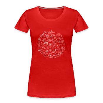 Minimalistische Blume - Frauen Premium Bio T-Shirt - Rot - Vorne - Mia (176cm)