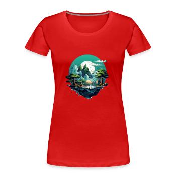 Landschaft - Frauen Premium Bio T-Shirt - Rot - Vorne - Mia (176cm)