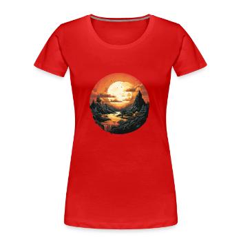 Landschaft - Frauen Premium Bio T-Shirt - Rot - Vorne - Mia (176cm)