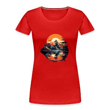 Landschaft - Frauen Premium Bio T-Shirt - Rot - Vorne - Mia (176cm)