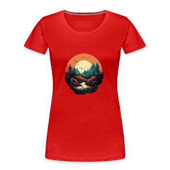 Landschaft - Frauen Premium Bio T-Shirt - Rot - Vorne - Mia (176cm)