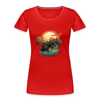 Landschaft - Frauen Premium Bio T-Shirt - Rot - Vorne - Mia (176cm)