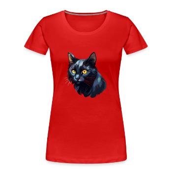Chat noir pour les amoureux des chats - T-shirt bio Premium Femme - rouge - Devant - Mia (176cm)