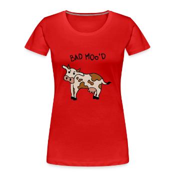 Schlechte Laune Kuh - Frauen Premium Bio T-Shirt - Rot - Vorne - Mia (176cm)