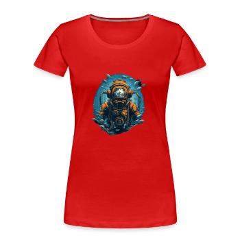Diver - Women's Premium Organic T-Shirt - red - Front - Mia (176cm)