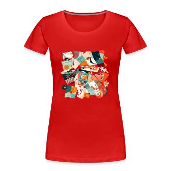 Patchwork aus Stoff - Frauen Premium Bio T-Shirt - Rot - Vorne - Mia (176cm)
