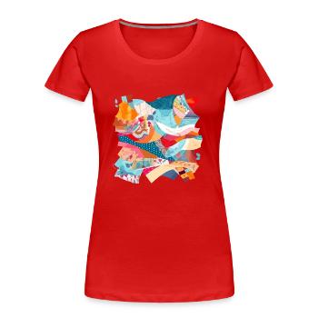 Patchwork de tissu n°3 - T-shirt bio Premium Femme - rouge - Devant - Mia (176cm)