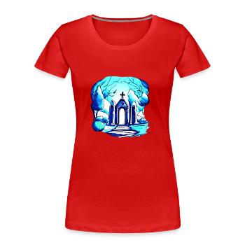 Friedhof Grab Gräber Mausoleum - Frauen Premium Bio T-Shirt - Rot - Vorne - Mia (176cm)
