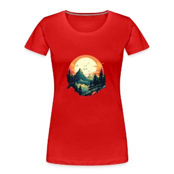 Landschaft - Frauen Premium Bio T-Shirt - Rot - Vorne - Mia (176cm)