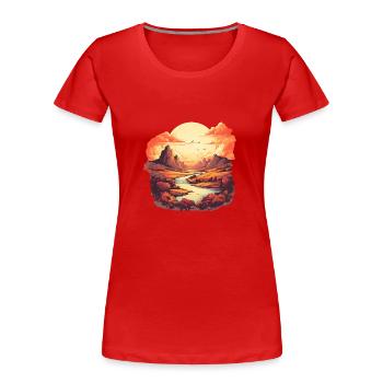 Landschaft - Frauen Premium Bio T-Shirt - Rot - Vorne - Mia (176cm)