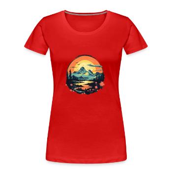Landschaft - Frauen Premium Bio T-Shirt - Rot - Vorne - Mia (176cm)