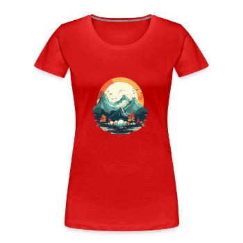 Landschaft - Frauen Premium Bio T-Shirt - Rot - Vorne - Mia (176cm)
