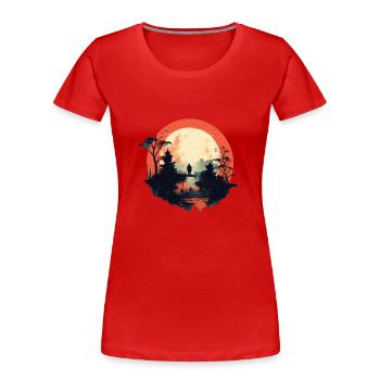 Landschaft - Frauen Premium Bio T-Shirt - Rot - Vorne - Mia (176cm)