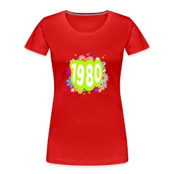 Year 1980 anniversary Floral Groovy - Women's Premium Organic T-Shirt - red - Front - Mia (176cm)