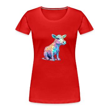 Riko the multicolored calf - Women's Premium Organic T-Shirt - red - Front - Mia (176cm)