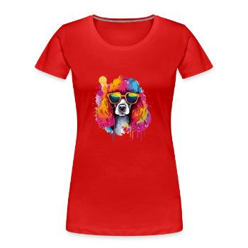 Milo, der bebrillte Cocker Spaniel - Frauen Premium Bio T-Shirt - Rot - Vorne - Mia (176cm)