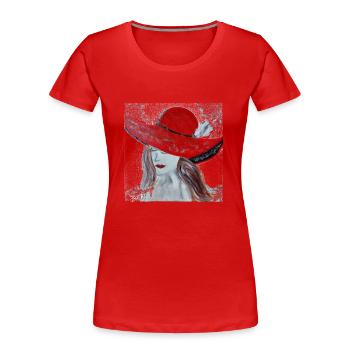 "Glamorous" Acrylic Paint by Melanie Eckenbrecht - Women's Premium Organic T-Shirt - red - Front - Mia (176cm)