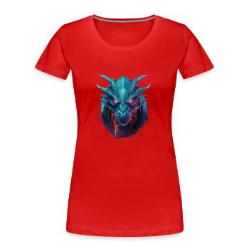 Techno Dragon - Le mythe Cyberpunk - T-shirt bio Premium Femme - rouge - Devant - Mia (176cm)