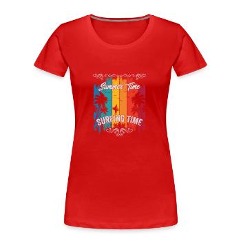 Summer Time Surfing Time - Women's Premium Organic T-Shirt - red - Front - Mia (176cm)