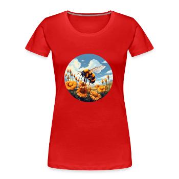 Floraison de bourdons - T-shirt bio Premium Femme - rouge - Devant - Mia (176cm)