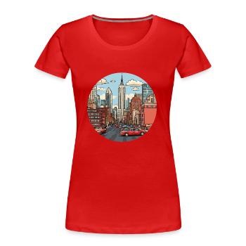 NY - Frauen Premium Bio T-Shirt - Rot - Vorne - Mia (176cm)