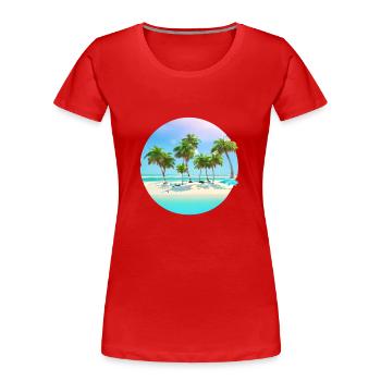 Sommerurlaub Insel Sonne Palme Strand Palmen - Frauen Premium Bio T-Shirt - Rot - Vorne - Mia (176cm)