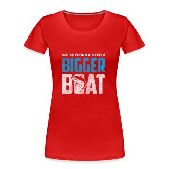 Dents de pêcheur de l’océan Grand Requin blanc - T-shirt bio Premium Femme - rouge - Devant - Mia (176cm)
