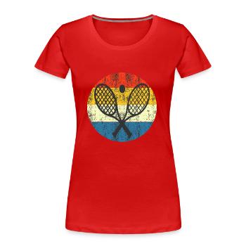 Vintage tennis rétro coucher de soleil - T-shirt bio Premium Femme - rouge - Devant - Mia (176cm)