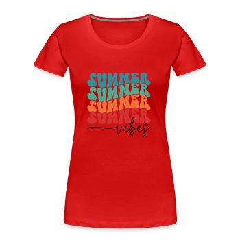 Ambiance estivale soleil d’été plage vacances palmier de mer - T-shirt bio Premium Femme - rouge - Devant - Mia (176cm)