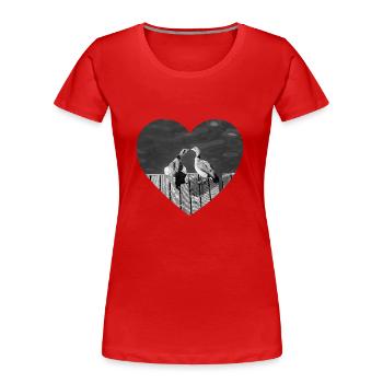 Herz für die Vögel - Frauen Premium Bio T-Shirt - Rot - Vorne - Mia (176cm)