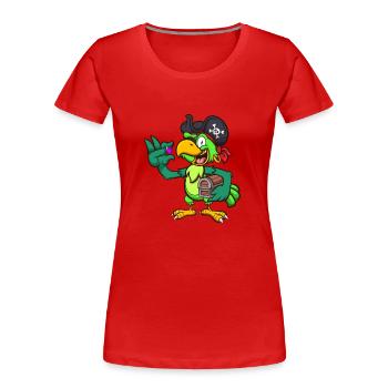 Piratenpapagei mit Schatz - Frauen Premium Bio T-Shirt - Rot - Vorne - Mia (176cm)