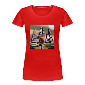 Cambodge Temple Khmer Vintage Palmiers I Cadeau - T-shirt bio Premium Femme - rouge - Devant - Mia (176cm)