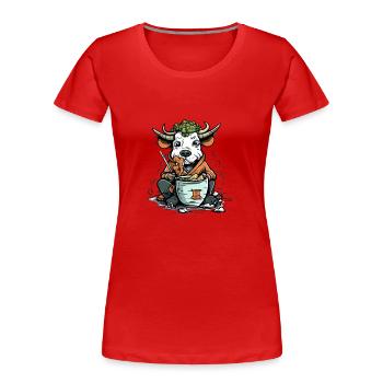 Kiko le taureau gourmand - T-shirt bio Premium Femme - rouge - Devant - Mia (176cm)