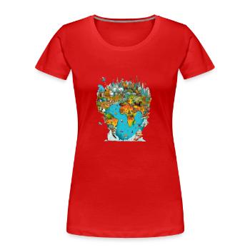 Die Denkmäler der Welt Nr. 3 - Frauen Premium Bio T-Shirt - Rot - Vorne - Mia (176cm)
