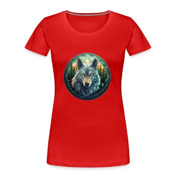 Wolfs-Emblem - Frauen Premium Bio T-Shirt - Rot - Vorne - Mia (176cm)