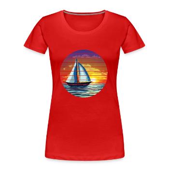 Sailing Sailboat Sailing Sailing Sailing Ship - Women's Premium Organic T-Shirt - red - Front - Mia (176cm)