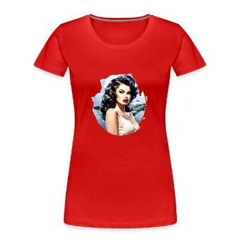 Pinup Liza pilote - T-shirt bio Premium Femme - rouge - Devant - Mia (176cm)