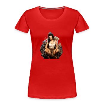 Pinup Astrid mechanic - Women's Premium Organic T-Shirt - red - Front - Mia (176cm)