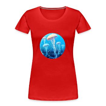 Jellyfish Swarm - Women's Premium Organic T-Shirt - red - Front - Mia (176cm)