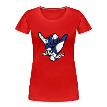 Finland Shaka - Frauen Premium Bio T-Shirt - Rot - Vorne - Mia (176cm)
