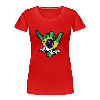 Brazil Shaka - Women's Premium Organic T-Shirt - red - Front - Mia (176cm)
