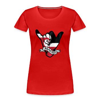 Maori Shaka - Frauen Premium Bio T-Shirt - Rot - Vorne - Mia (176cm)
