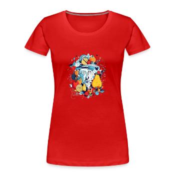 Mister Früchte - Frauen Premium Bio T-Shirt - Rot - Vorne - Mia (176cm)