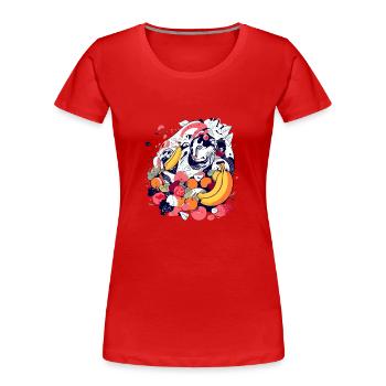 Félix dans les fruits - T-shirt bio Premium Femme - rouge - Devant - Mia (176cm)